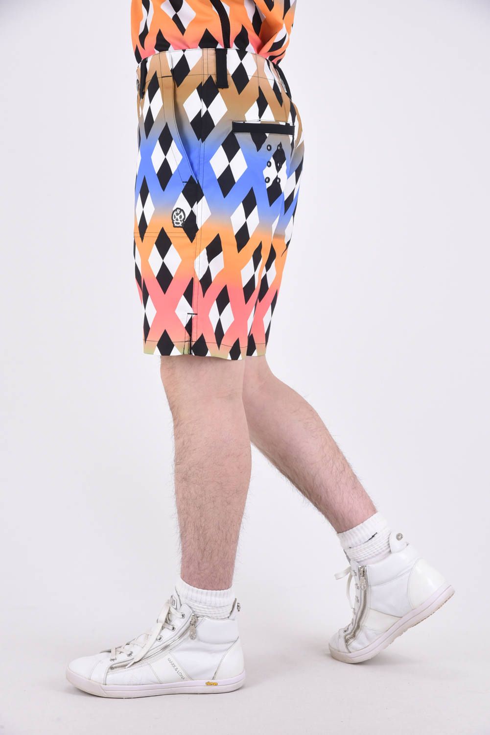 RAINBOW ARGYLE SHORTS / レインボー アーガイル ショートパンツ ブラック