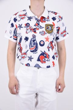 FLASH PATTERN POLO / タトゥーフラッシュ サイドメッシュ ポロシャツ ネイビー