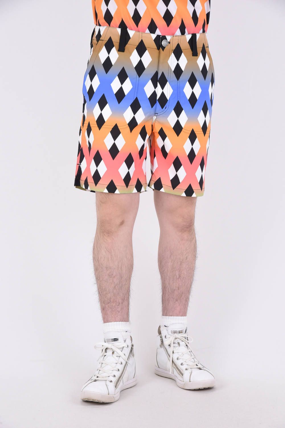 RAINBOW ARGYLE SHORTS / レインボー アーガイル ショートパンツ ブラック