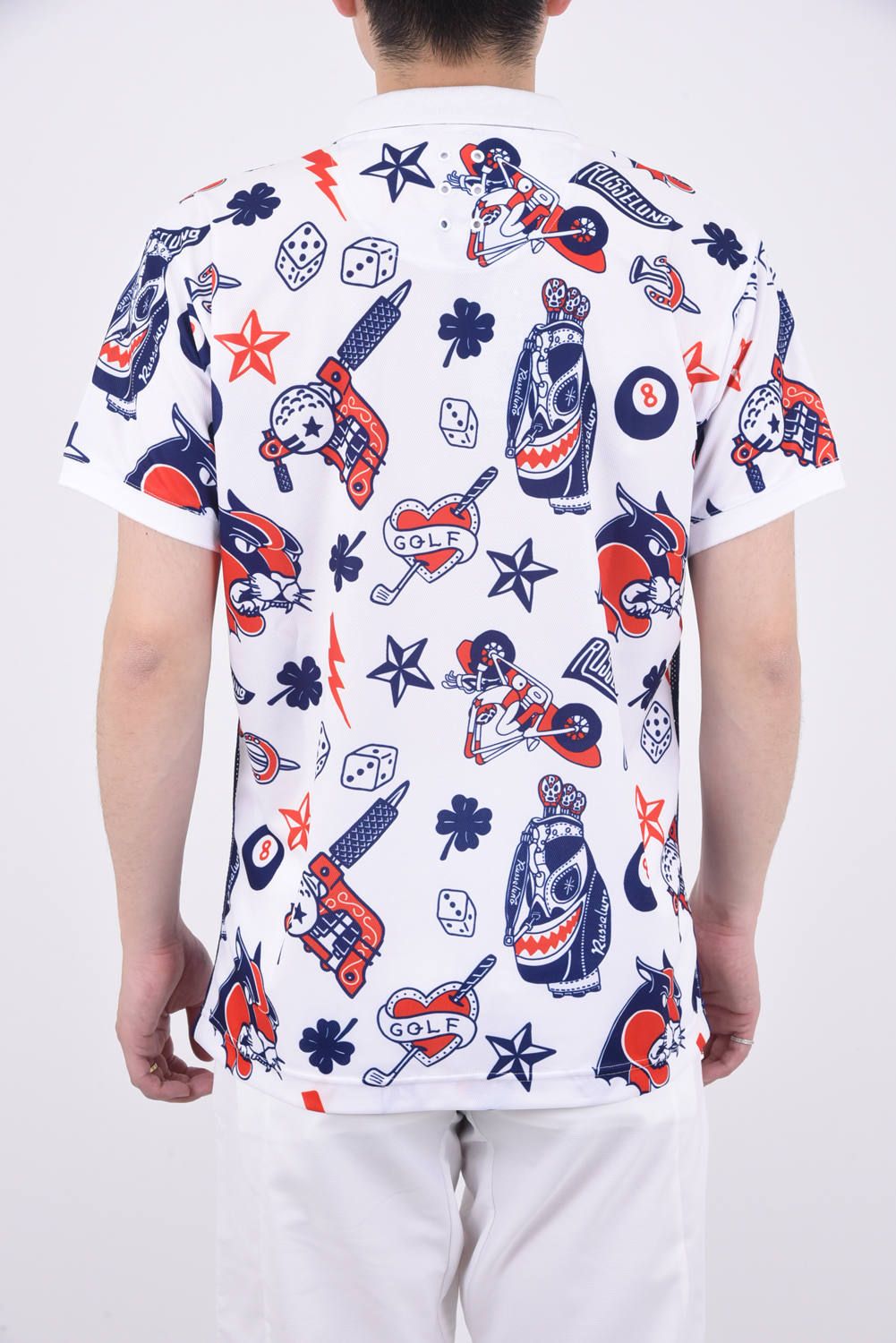 RUSSELUNO - FLASH PATTERN POLO / タトゥーフラッシュ サイド