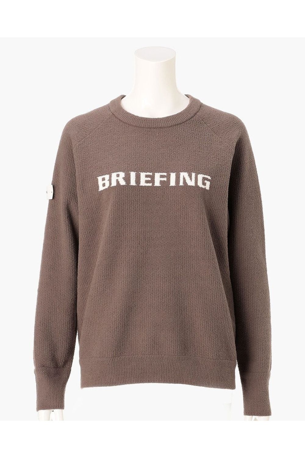 【26AW】【レディース】 WOMEN’S AIRY YARN KNIT CREWNECK / エアリーファブリック ブランドロゴ クルーネックニット (モカ)