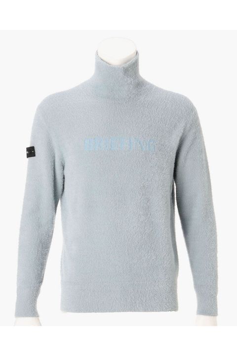 【26AW】 MEN’S SHAGGY KNIT TURTLENECK / ブランドロゴ タートルネック シャギーニット (サックス)