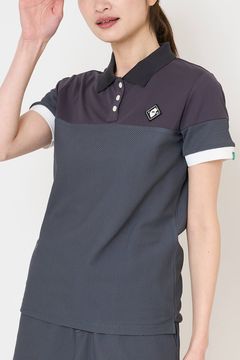 【26SS】【レディース】 AIRY AWA POLO / ワッフル生地 異素材切り替え ポロシャツ (グレー)