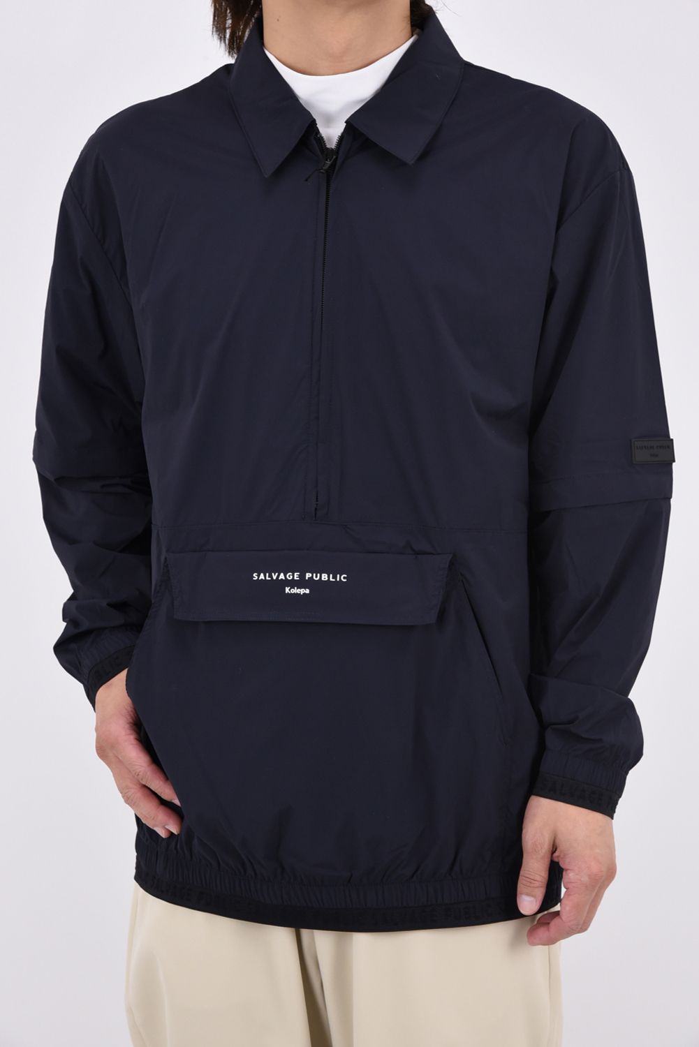 【26AW】 Huli Half-Zip Jacket / ハーフジップ カンガルーポケット 2WAYパッカブルジャケット (ブラック)