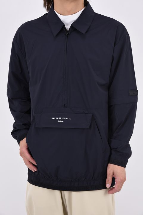 【26AW】 Huli Half-Zip Jacket / ハーフジップ カンガルーポケット 2WAYパッカブルジャケット (ブラック)