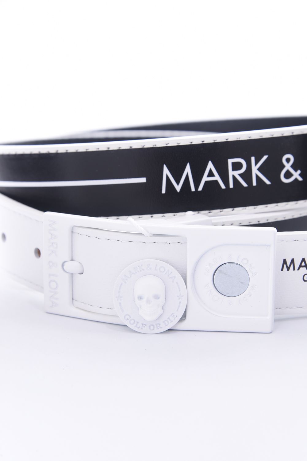 MARK&LONA - REV MARKER BELT / ブランドロゴ スカルスタッズマーカー付き 本牛革リバーシブルベルト (ブラック) |  GOSSIP GOLF