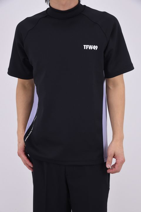 【26SS】 SIDE PANEL SHORT SLEEVE MOCKNECK / モックネックTシャツ (ブラック)