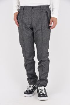 【25AW】 MEN'S WOOLY CREASED PANTS / ウール風 センタークリース ロングパンツ (グレー)