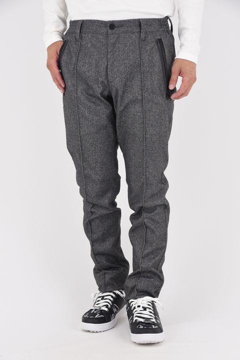 【25AW】 MEN'S WOOLY CREASED PANTS / ウール風 センタークリース ロングパンツ (グレー)