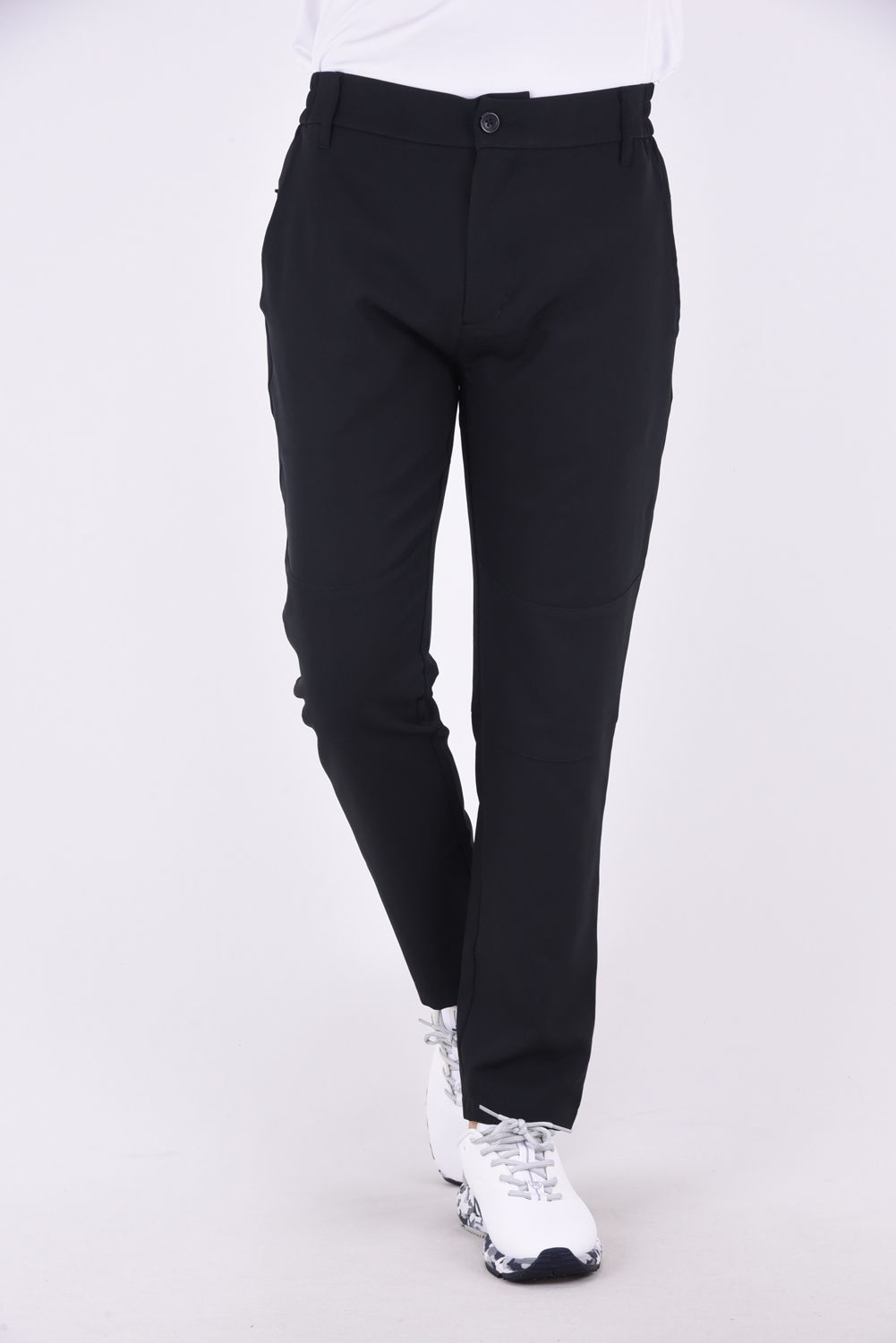 TRACK LONG PANTS / トラックロゴ ストレッチ ロングパンツ (ブラック)