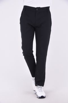 TRACK LONG PANTS / トラックロゴ ストレッチ ロングパンツ (ブラック)