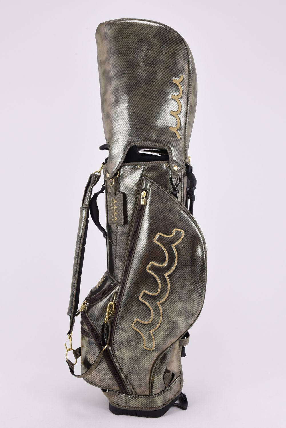 【26AW】 METALLIC CADDY BAG & HEAD COVER / メタリック 14分割 スタンドタイプ キャディバッグ&ヘッドカバーセット (ゴールド)