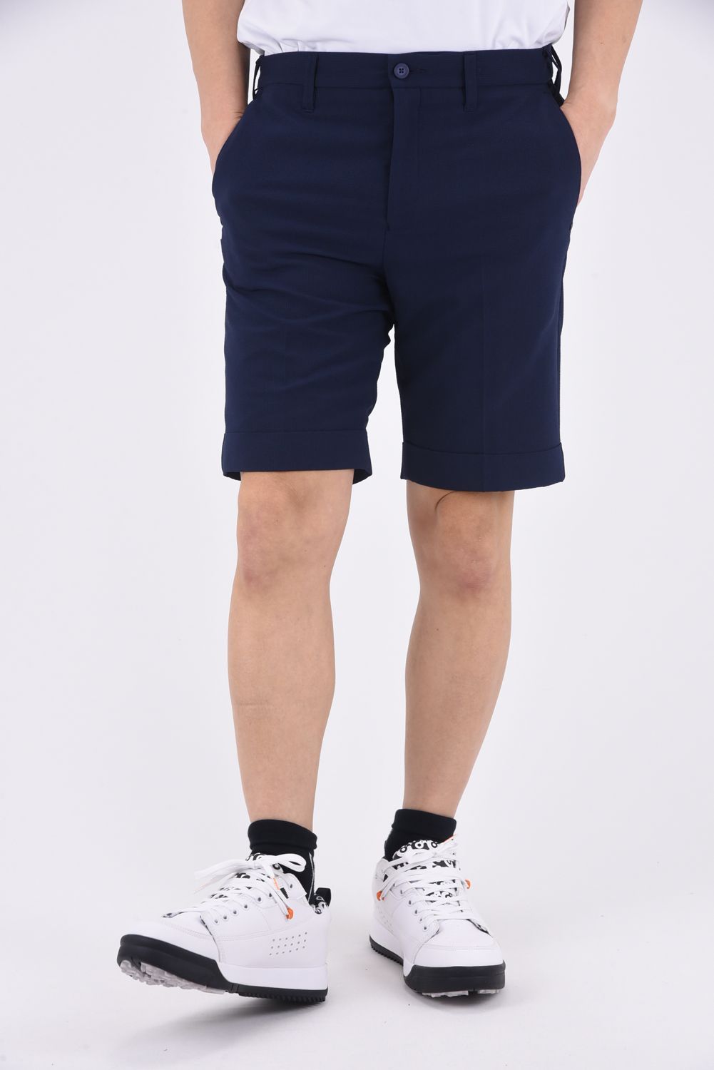 MENS SEERSUCKER DRESS SHORT PANTS / シアサッカー ドレス ショートパンツ (ネイビー) - S
