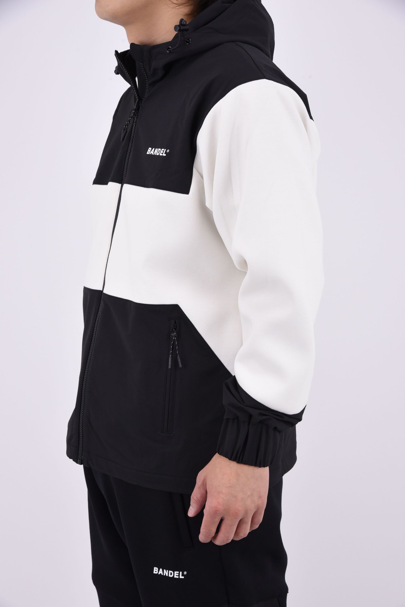 【26AW】 BONDING COMBINATION ZIP HOODIE / ボンディングコンビネーション ジップアップパーカー (ホワイト/ブラック)