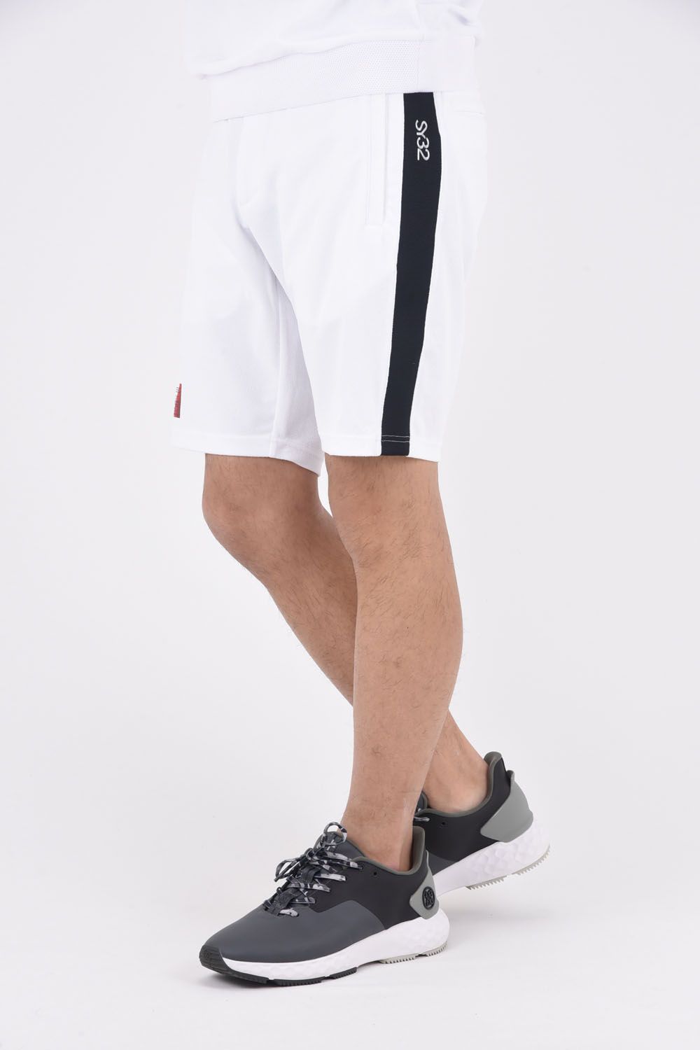 【ABSOLUTE】 CARVICO PANTELLERIA SIDE MESH SHORTS / ロゴ カルビコ ストレッチ ショートパンツ (ホワイト)