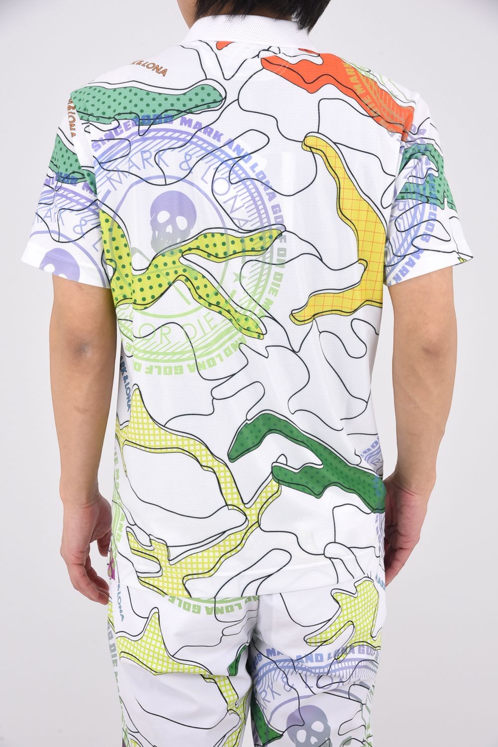 【26SS】 AXON CAMO MESH PERFORMANCE POLO / メッシュ素材 カモフラージュプリント ポロシャツ (ホワイト)