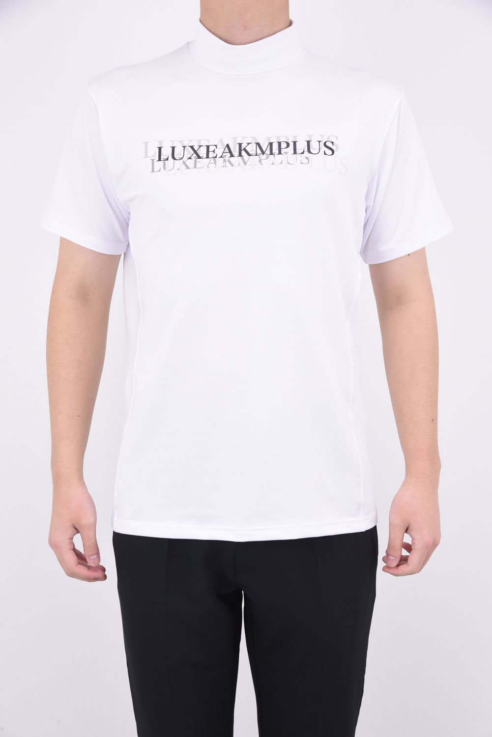 CONTINUOUS PATTERN MOCK NECK T-SHIRTS / コンティニュアス ロゴ モックネック Tシャツ (ホワイト)