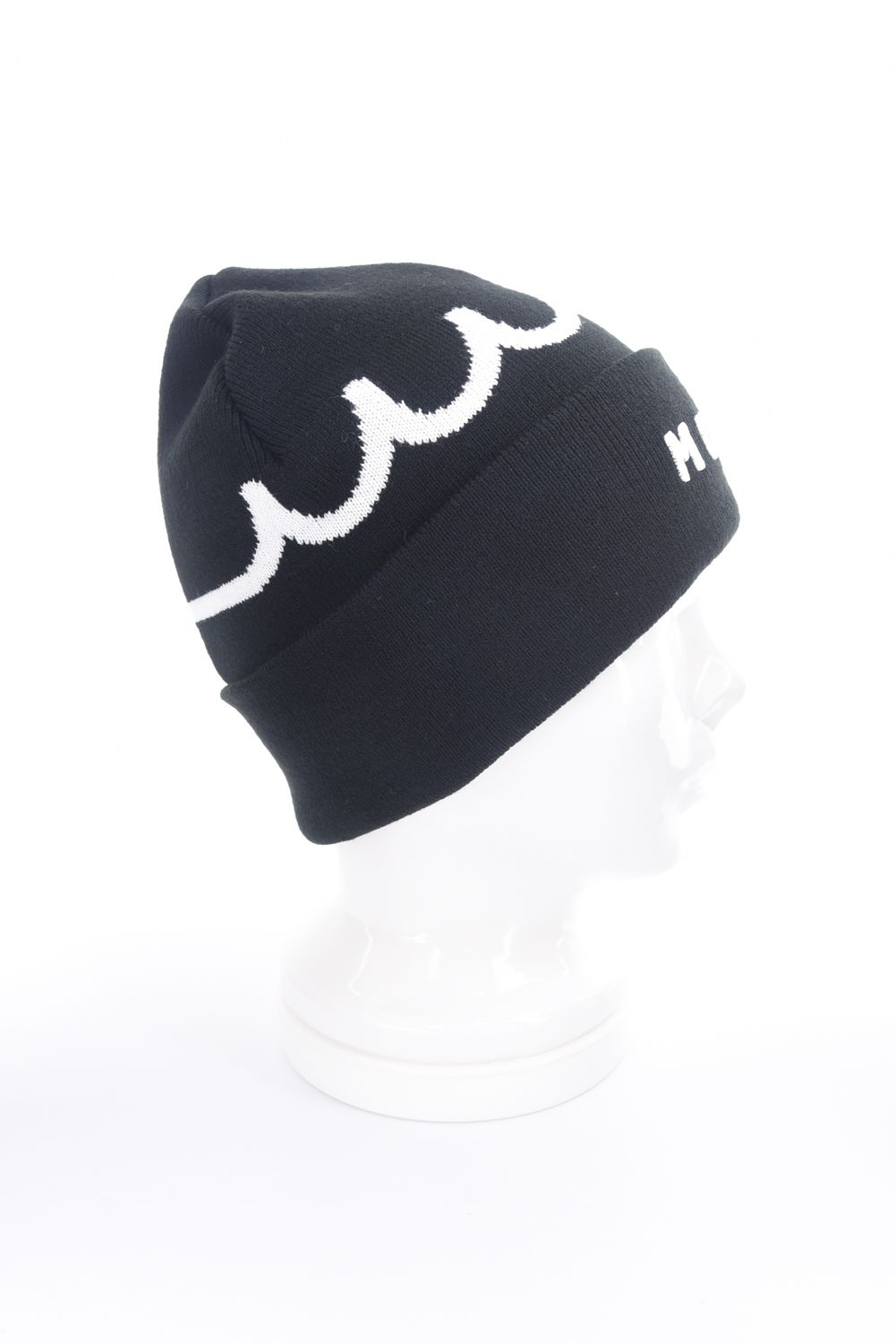 【25AW】 JACQUARD LOGO KNIT CAP / ジャカードWAVEライン ブランドロゴ ニットキャップ (ブラック)