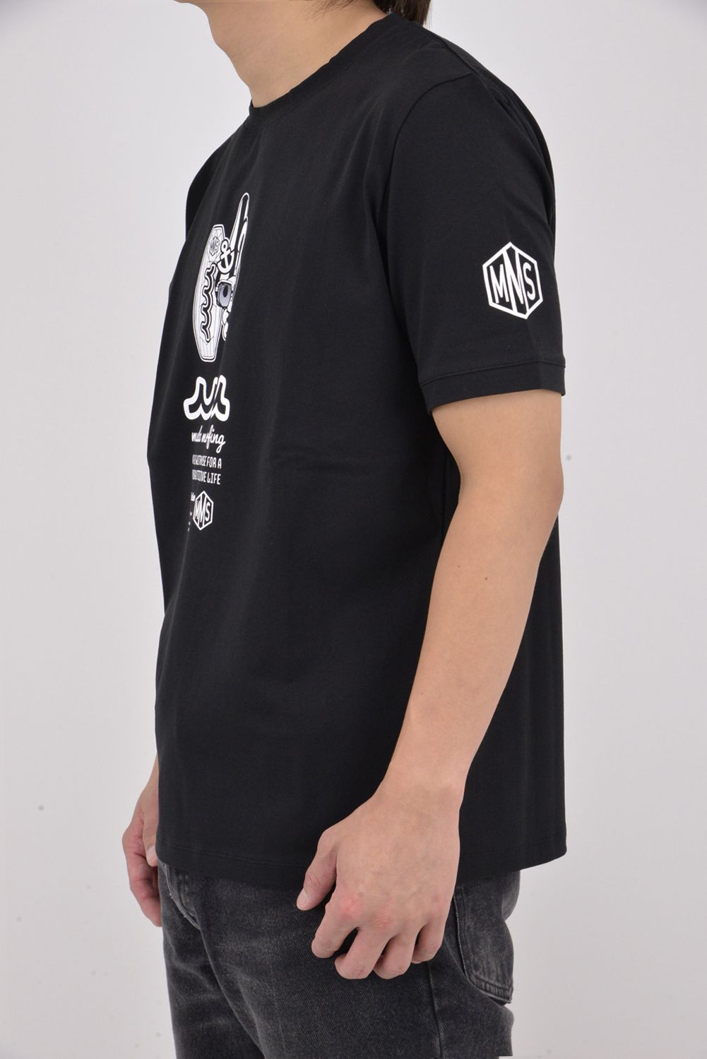 【26SS】 My Melody × muta MARINE SURFING ストレッチTシャツ / MyMelodyコラボレーション Tシャツ (ブラック)