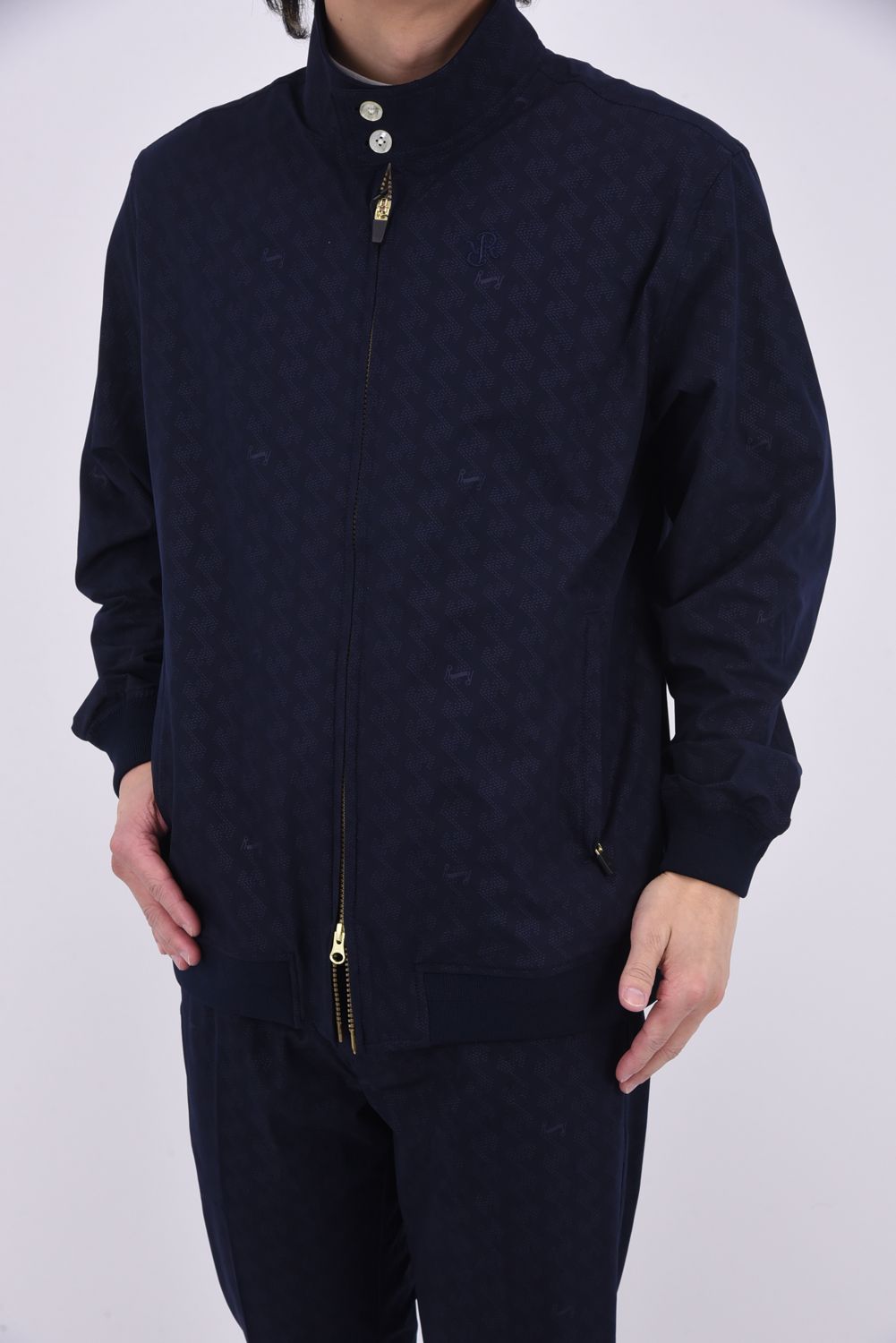 【25SS】GM EMBOSS HARRINGTON JACKET /  オリジナルテキスタイル ハリントンジャケット (ネイビー)*