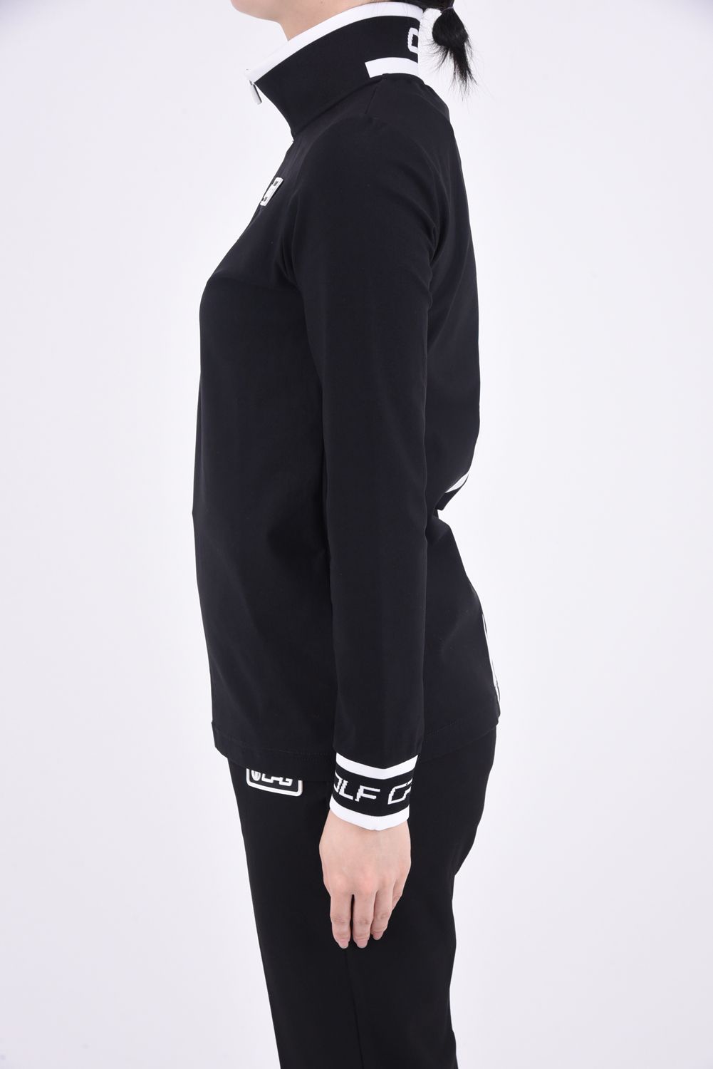 CPG GOLF - 【レディース】 HIGH NECK ZIP LINE MOCK NECK / ブランドロゴ ハーフジップ ロングスリーブ  モックネックTシャツ (ベージュ) | GOSSIP GOLF