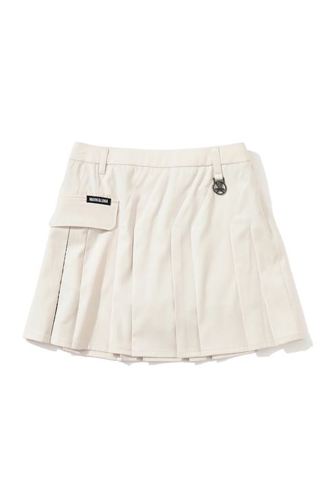 【26AW】【レディース】 OBLIQUE PLEATED SKIRT / バイアスデザイン プリーツスカート (ホワイト)