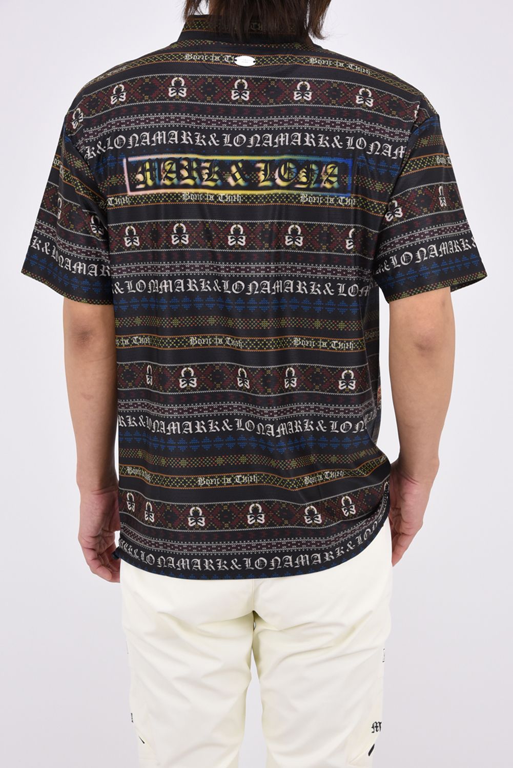 【2026AW 木村拓哉さん着用】 REGALIA CINCH MESH MOCK / オリジナルフェアアイル柄 メッシュ生地 モックネックTシャツ (ブラック)