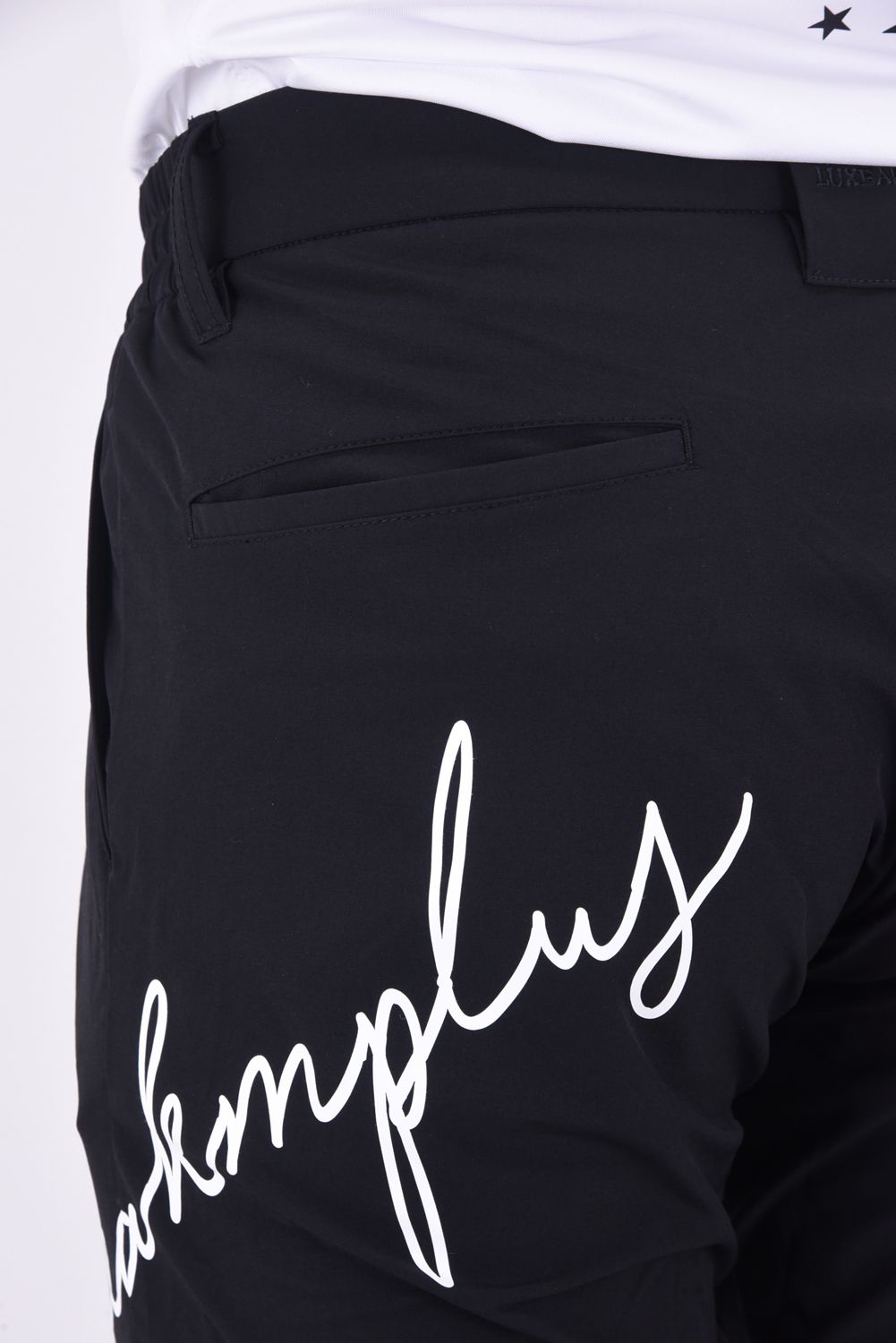 SUPER STRETCH HANDWRITING LOGO PANTS /  カーシヴ ロゴ スーパーストレッチ ロングパンツ ブラック