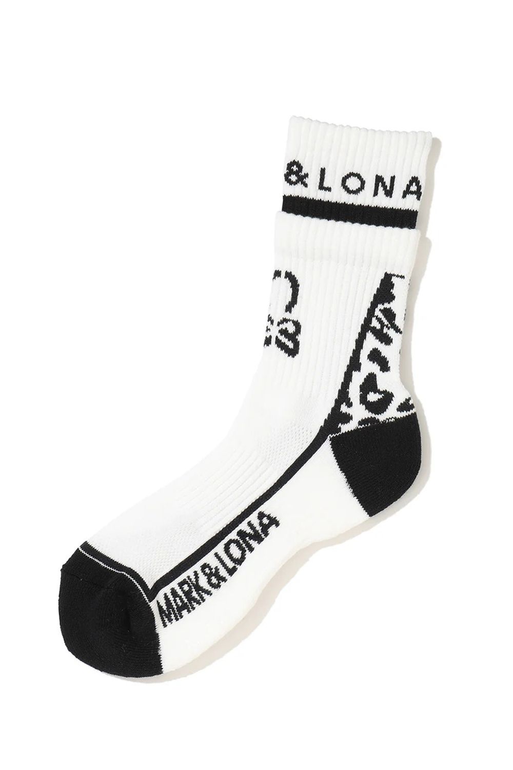 【26SS】【レディース】 PANTERA GRIP CREW SOCKS / レオパードパターン ジャパンメイド レイヤード風クルーソックス (ホワイト)