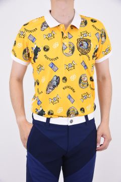 RETRO PATTERN POLO / 総柄プリント ポロシャツ イエロー