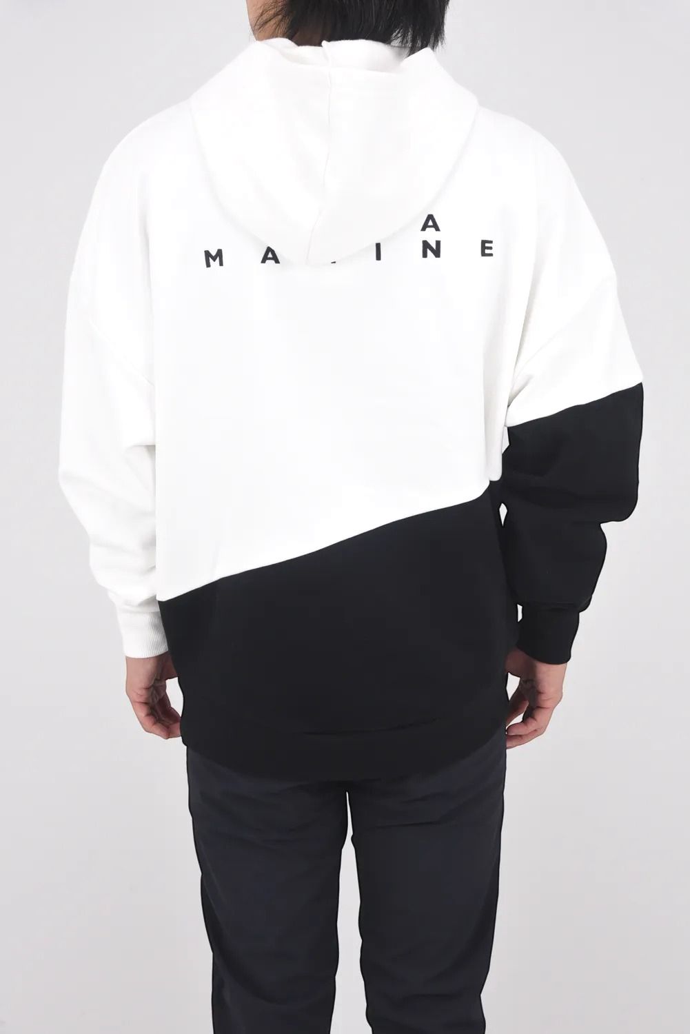 BIG PULLOVER HOODIE (BICOLOR) / ビッグシルエット バイカラー フリーサイズ プルオーバーパーカー (ホワイト)