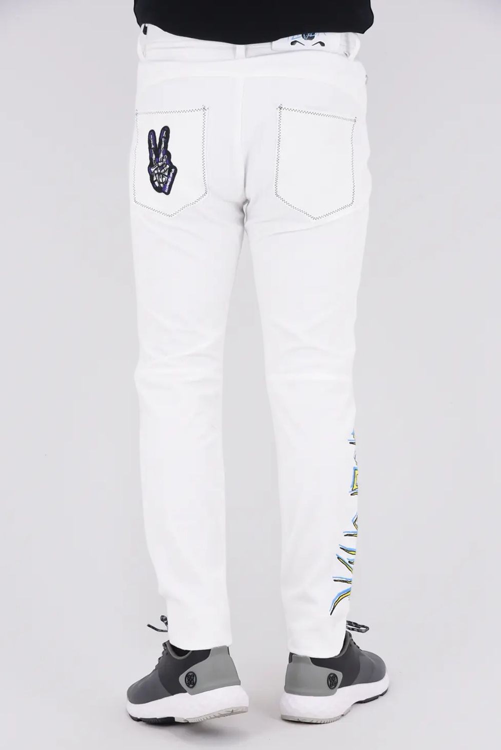 SLASH 4WAY STRETCH PANTS / ロゴ刺繍 5PKロングパンツ (ホワイト)