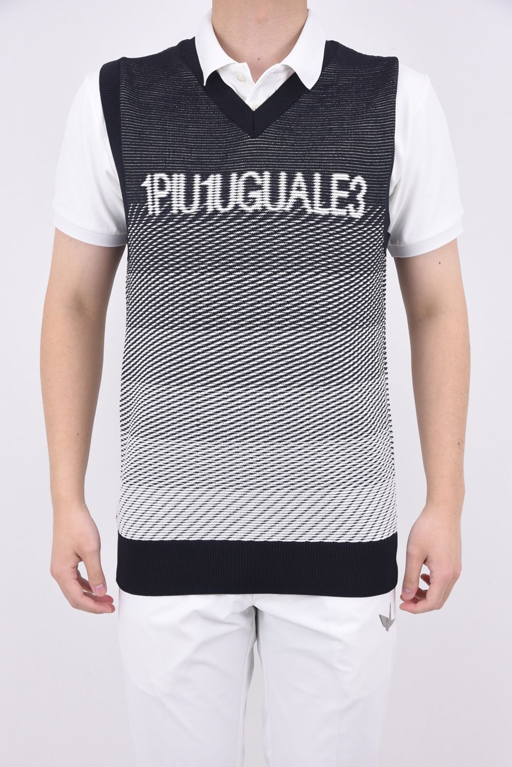 1PIU1UGUALE3 GOLF - KNIT VEST GRADATION / ジャガードロゴ