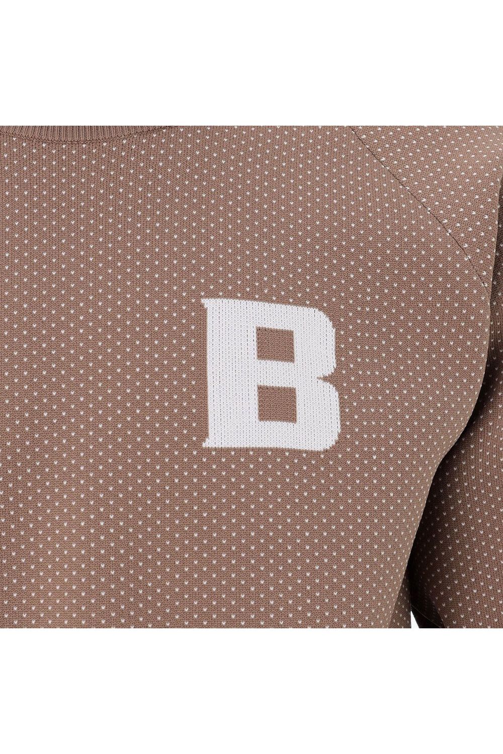 【26AW】 MEN’S BIRDS EYE KNIT CREWNECK / バーズアイパターン ブランドロゴ クルーネックニット (モカ)