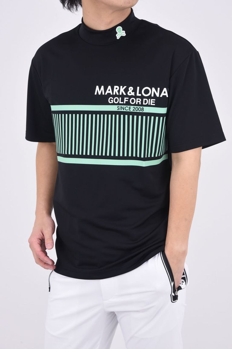 MARK&LONA - LOUVER MOCK NECK TEE / ボーダーライン ビッグサイズ  