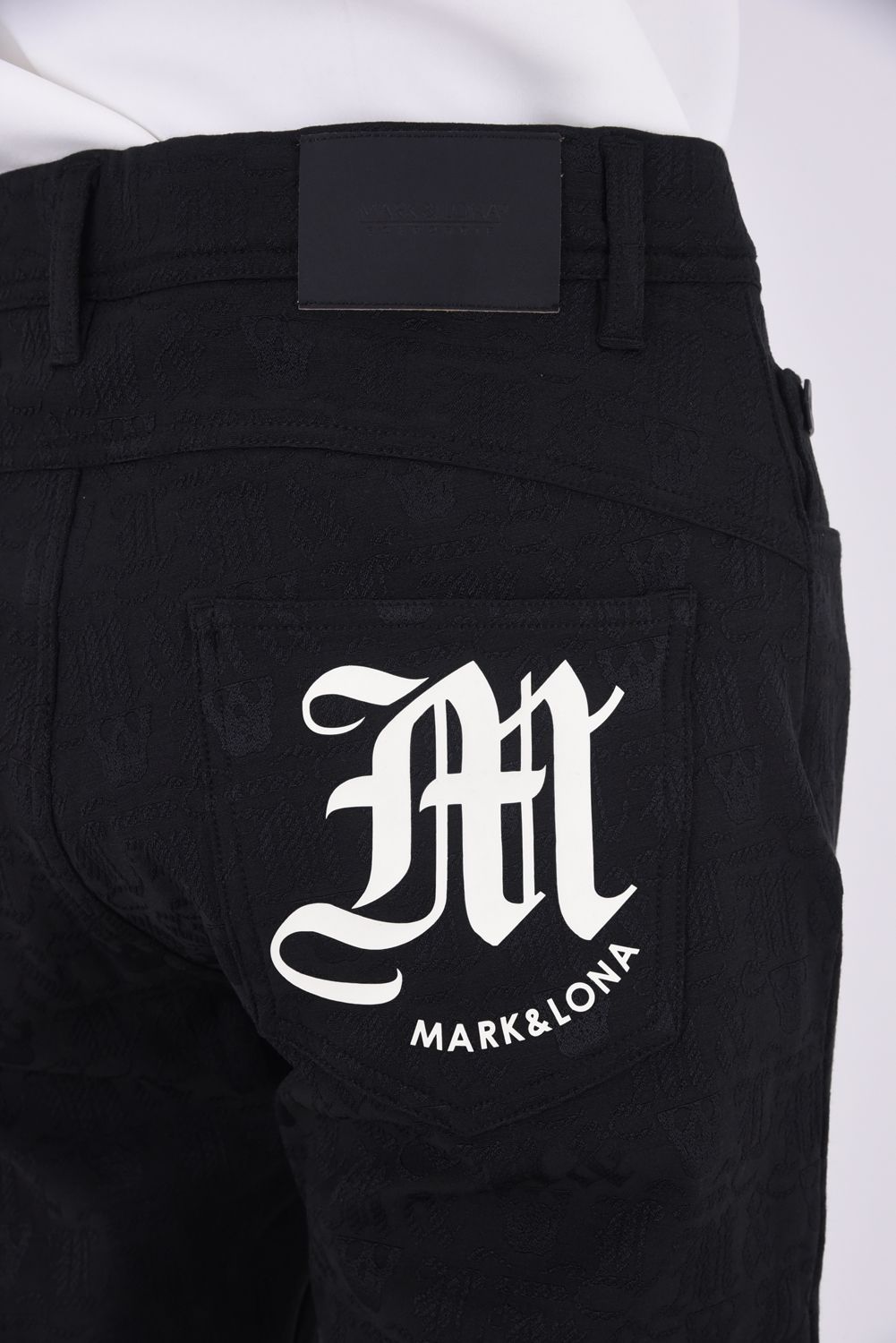 ESSENCE 4WAY STRECH PANTS / ジャガード ファイブポケット パンツ (ブラック)