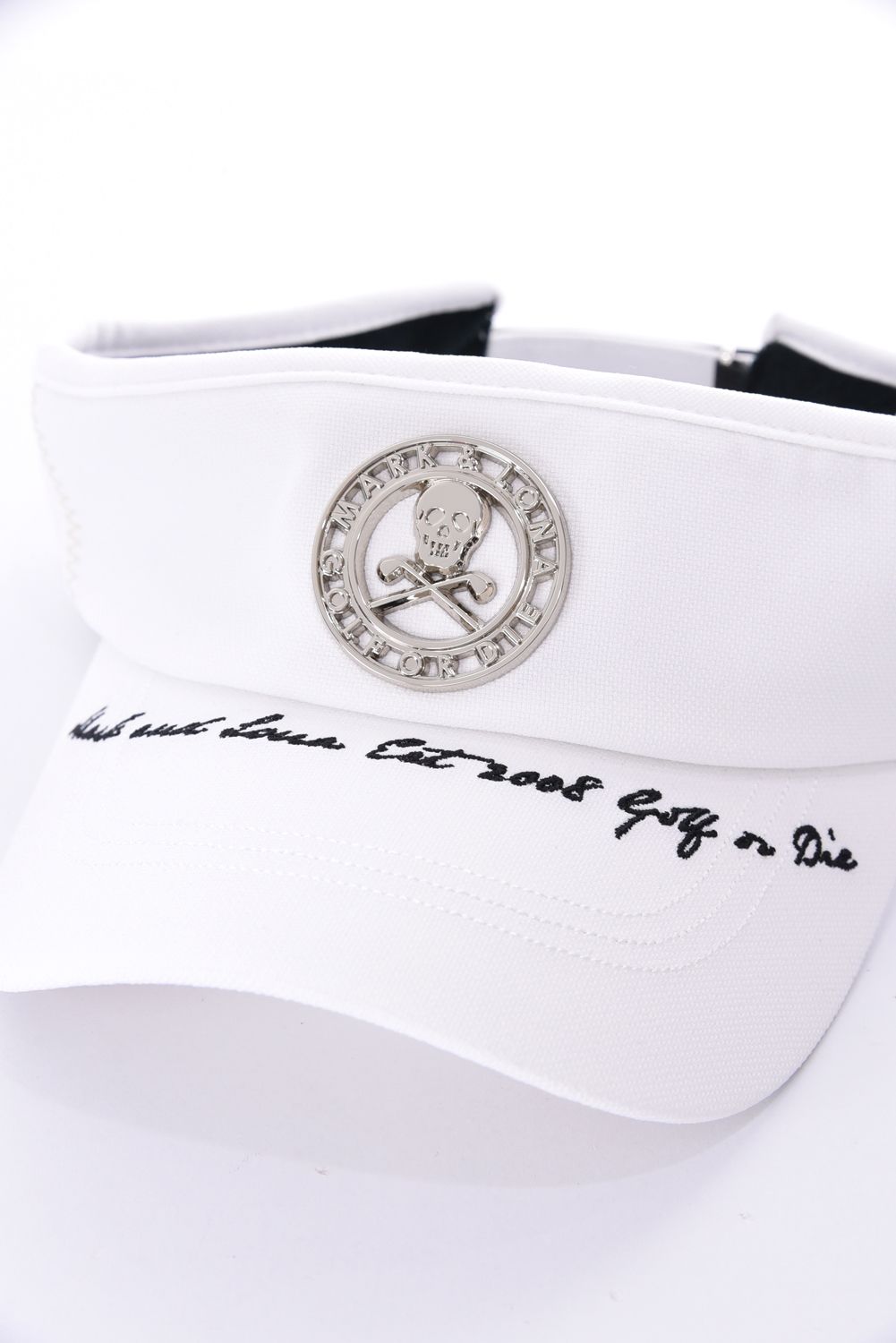 【26AW】 CHROME SKULL VISOR / サークルスカルバッジ リネンライク サンバイザー (ホワイト)