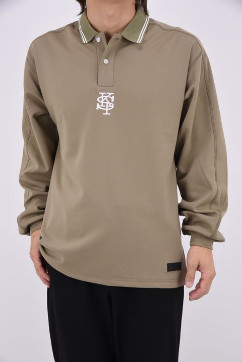 【26AW】 ʻAlapaina Polo L/S（SPK/Lauaʻe） / バックプリント 長袖ポロシャツ (カーキ)