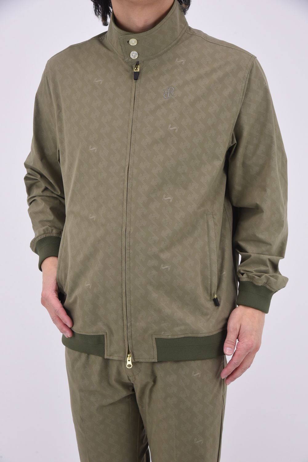 【25SS】GM EMBOSS HARRINGTON JACKET /  オリジナルテキスタイル ハリントンジャケット (カーキ)*