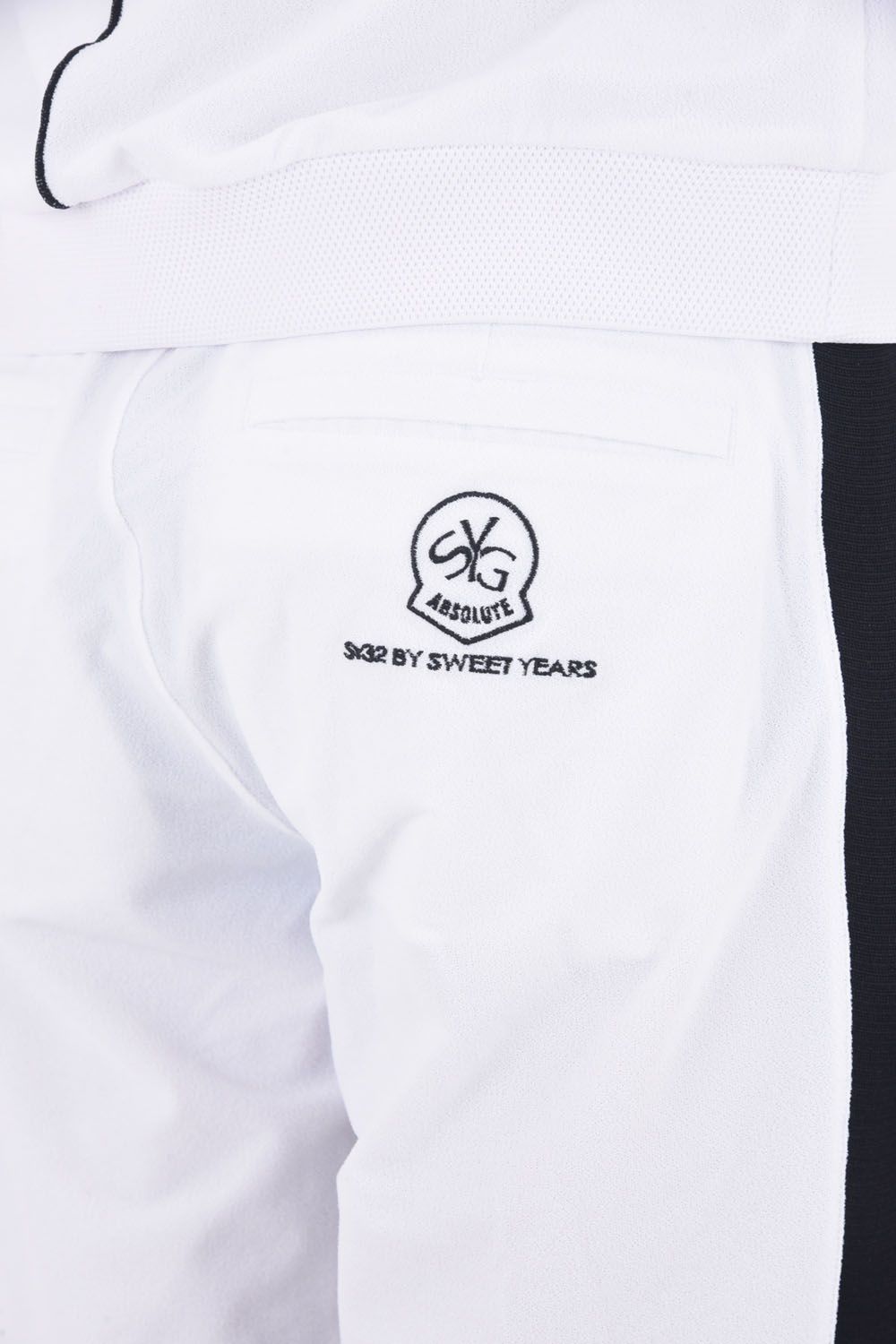 【ABSOLUTE】 CARVICO PANTELLERIA SIDE MESH SHORTS / ロゴ カルビコ ストレッチ ショートパンツ (ホワイト)