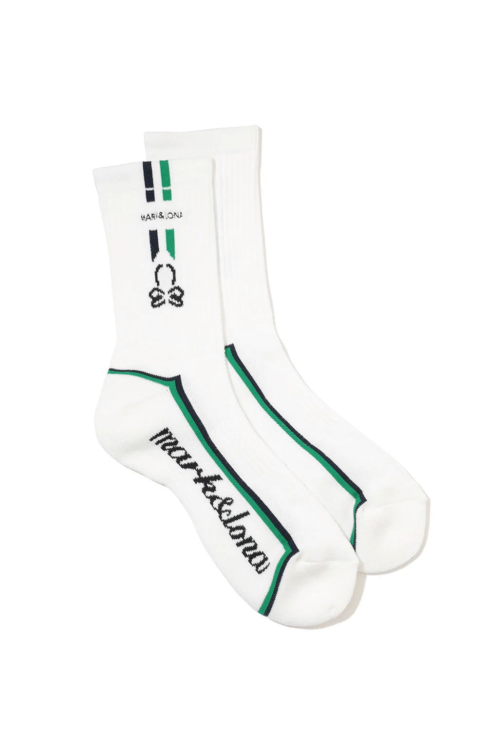 【26SS】 EMLT CUSHION CREW SOCKS / サイドライン メッシュ編み クルーソックス (ホワイト)