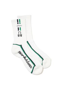 【26SS】 EMLT CUSHION CREW SOCKS / サイドライン メッシュ編み クルーソックス (ホワイト)