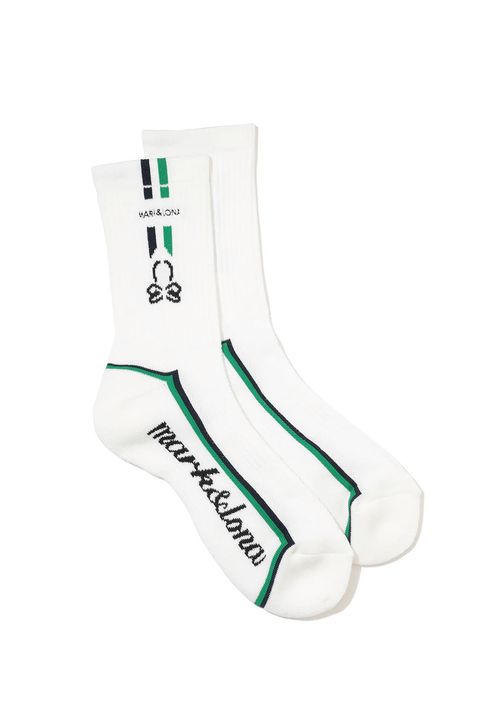 【26SS】 EMLT CUSHION CREW SOCKS / サイドライン メッシュ編み クルーソックス (ホワイト)