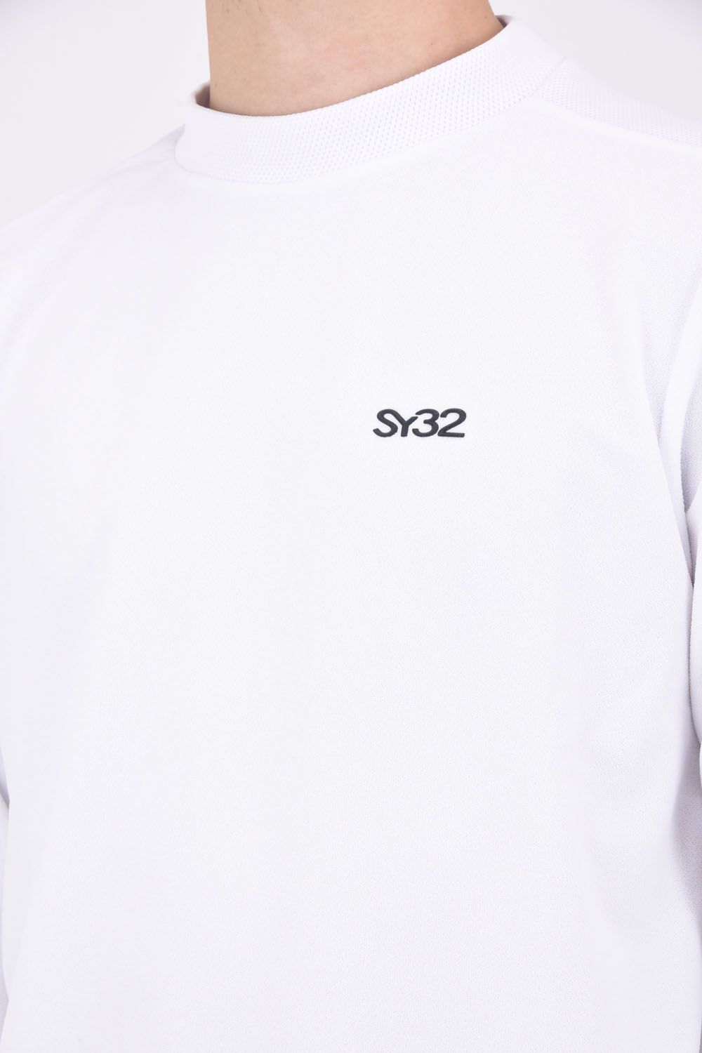 【ABSOLUTE】 CARVICO PANTELLERIA CREW / ロゴ カルビコ ストレッチ ロングスリーブ モックネック Tシャツ (ホワイト)
