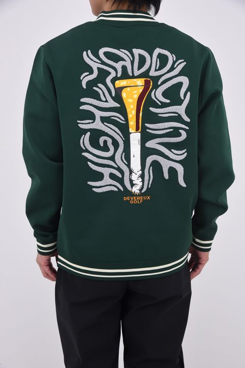 【25AW】 HIGHLY ADICTIVE KNIT / バックグラフィック 裏地付き モックネックリブニット (グリーン)