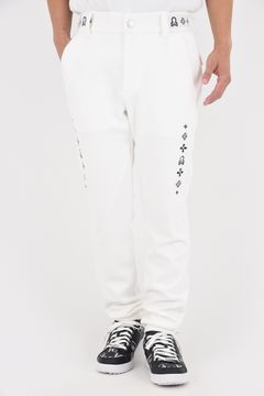 【2025AW 木村拓哉さん着用 VOL.3】  SVASTIKA TRACK PANTS / コーデュロイジャージー クロスモチーフ刺繍 トラックパンツ (オフホワイト)