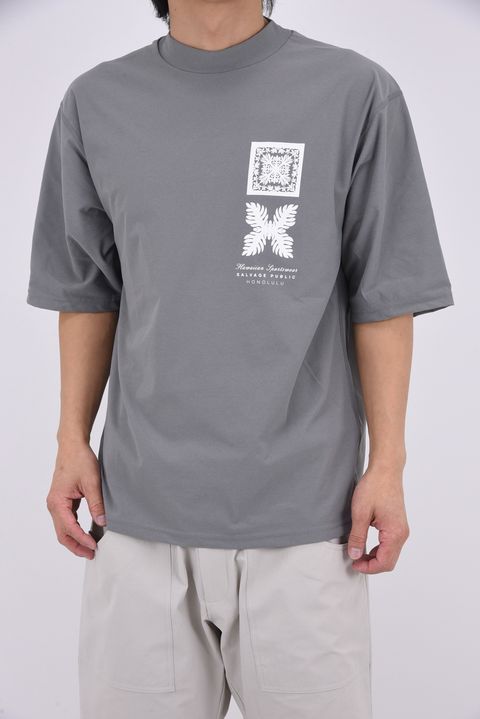 【26SS】 SURF Mockneck S/S(Nalu＆Turf) / NALU＆TURFプリント モックネックTシャツ (グレー)