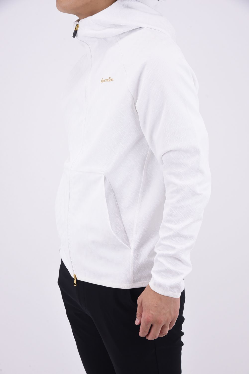 MENS GM JACQUARD ZIP UP HOODIE /  GMジャガード ジップアップ パーカー (ホワイト)