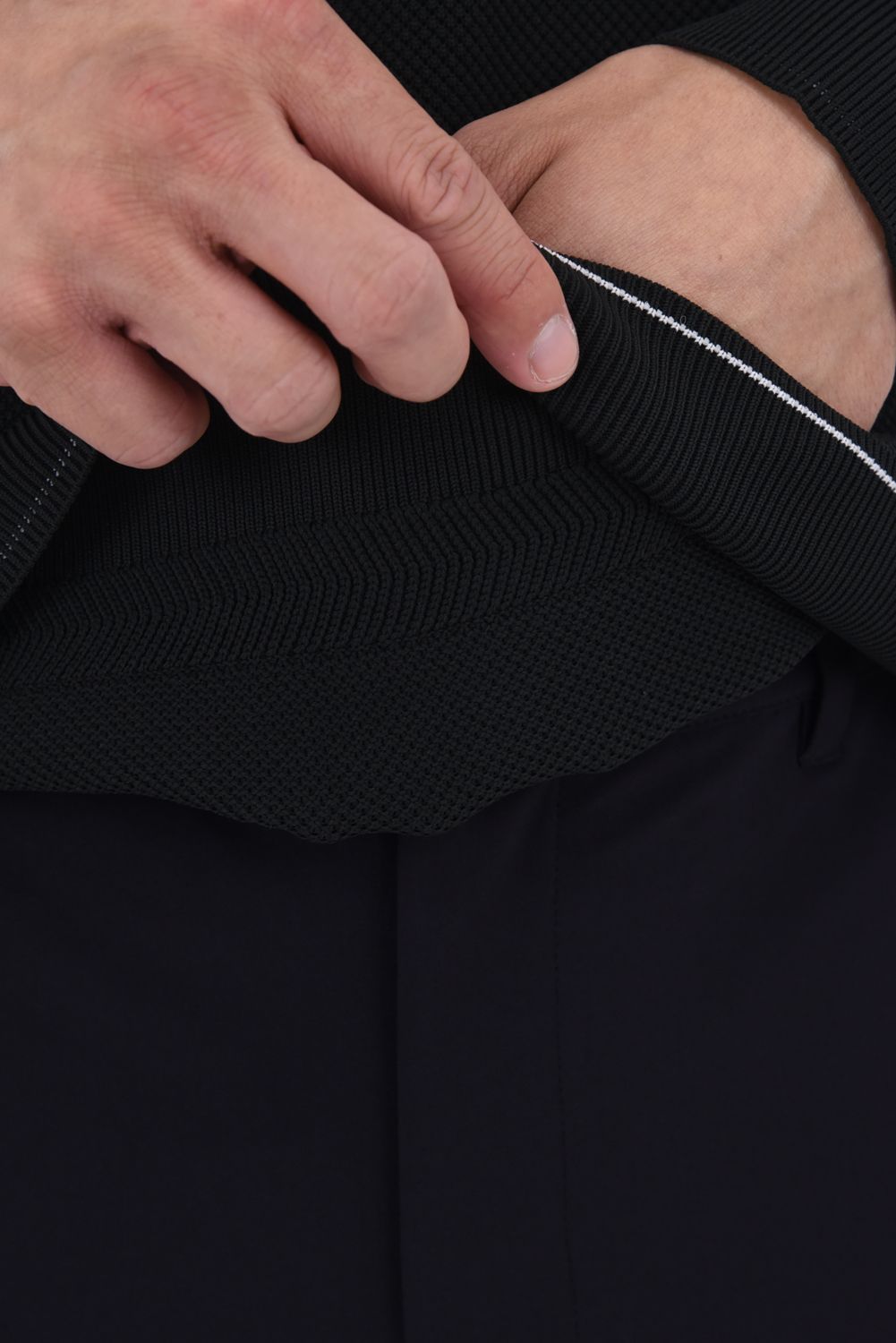 【25AW】 MEN'S WR KNIT HALFZIP TOP / 超撥水糸 鹿の子編み ハーフジップニット (ブラック)