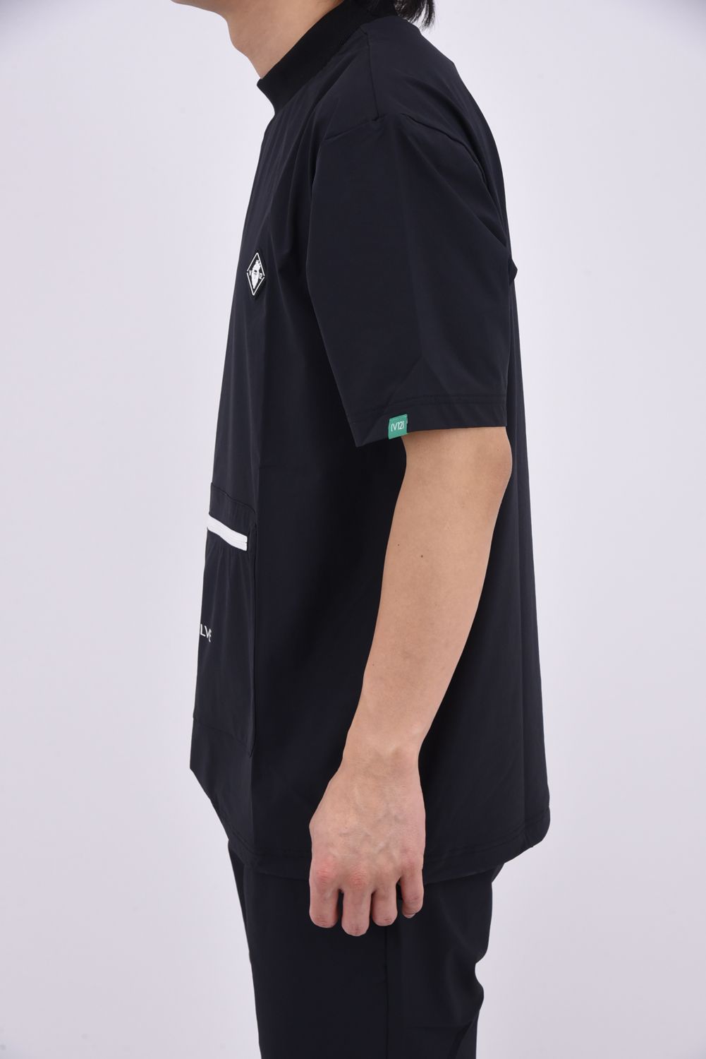 【26SS】 OZ MOCK / ストレッチナイロン カンガルーポケット モックネックTシャツ (ブラック)